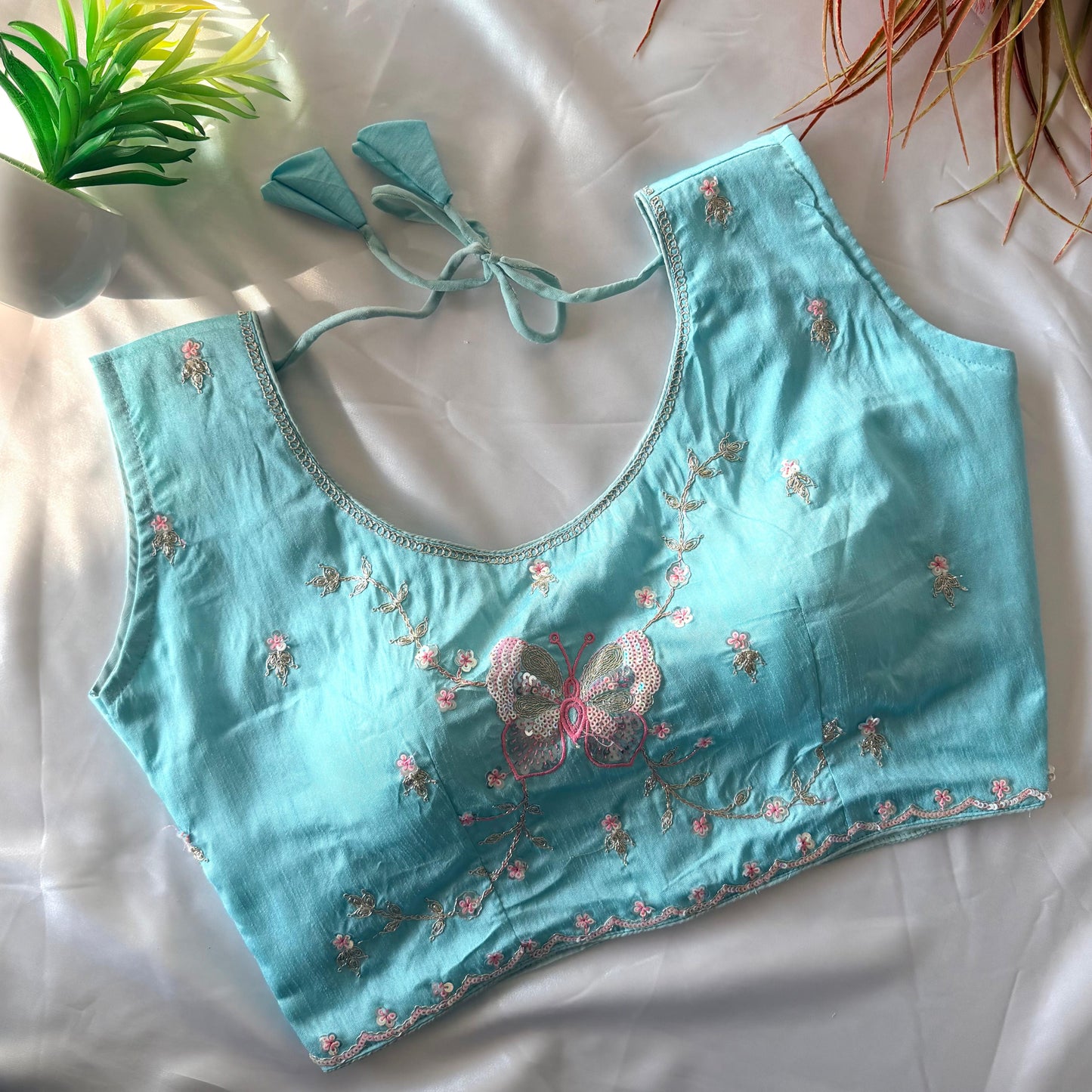 A beautiful work with sequins all over ready made blouse