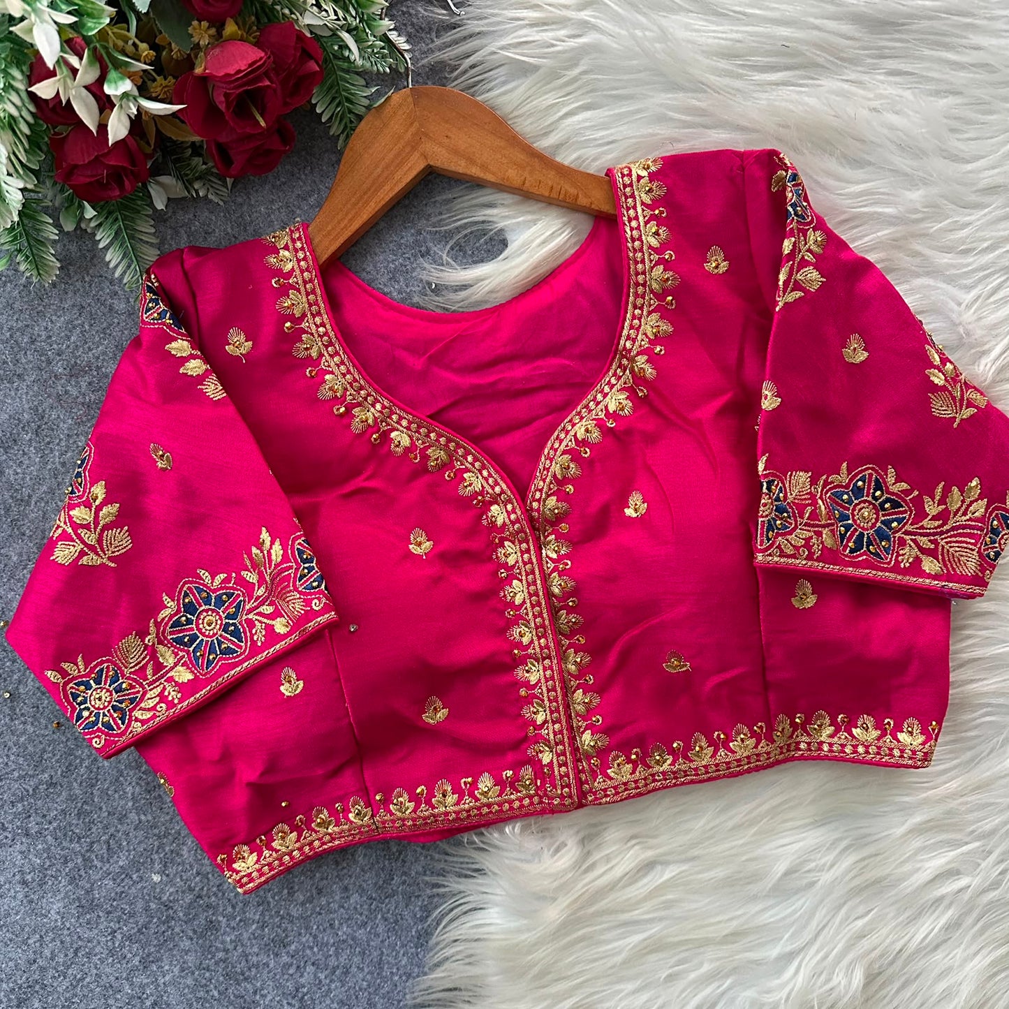Heavy Embroidery Work ready made blouse