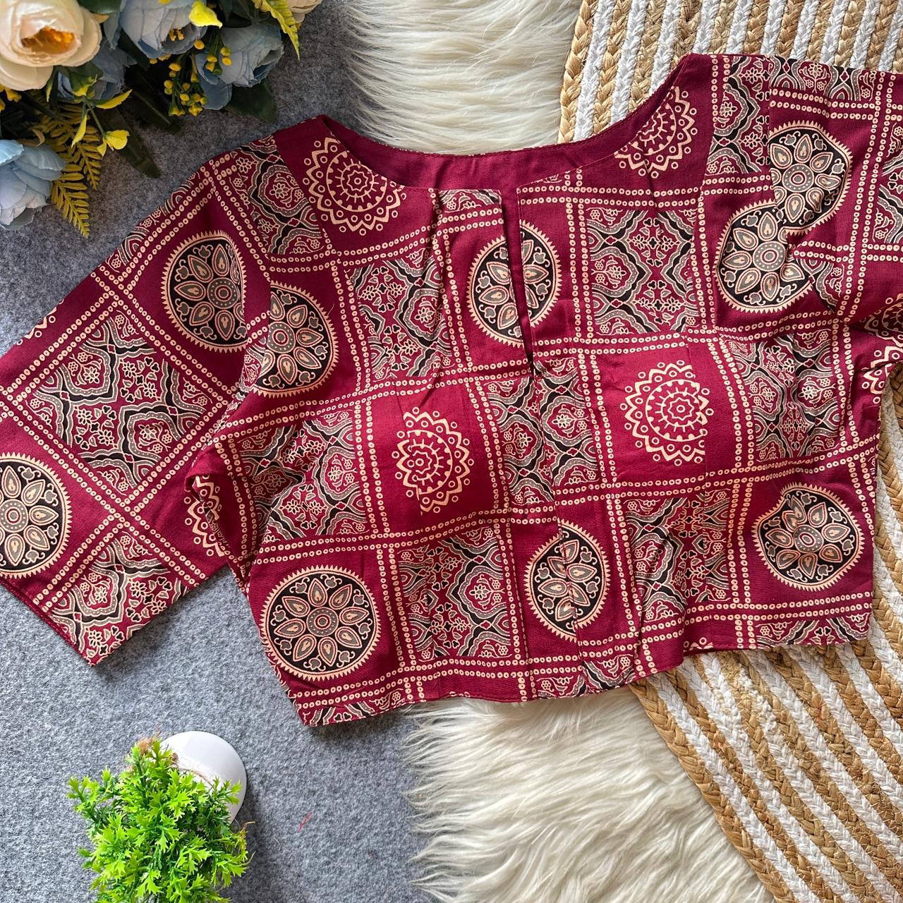 Ajrakh Cotton ready made blouse