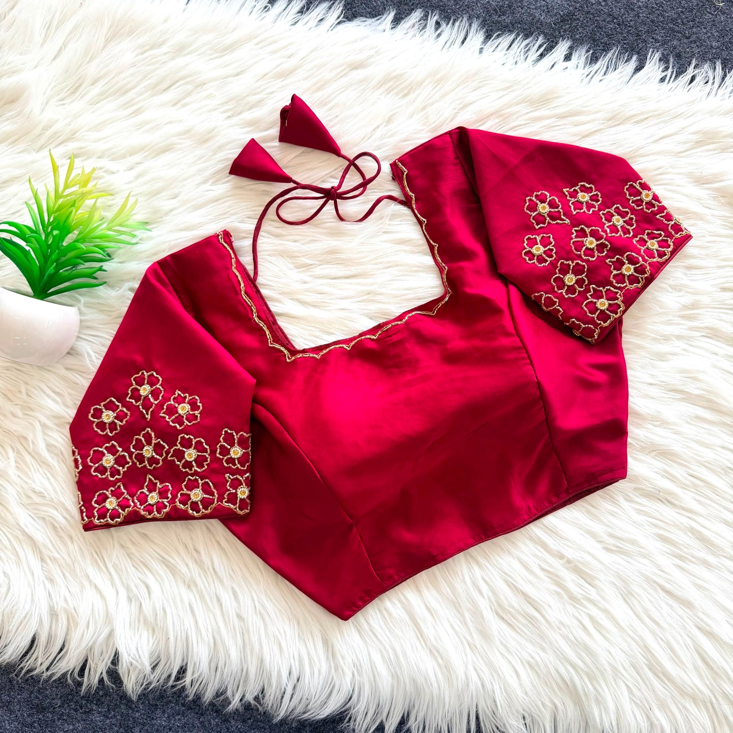 Beautiful handcrafted work all over ready made blouse