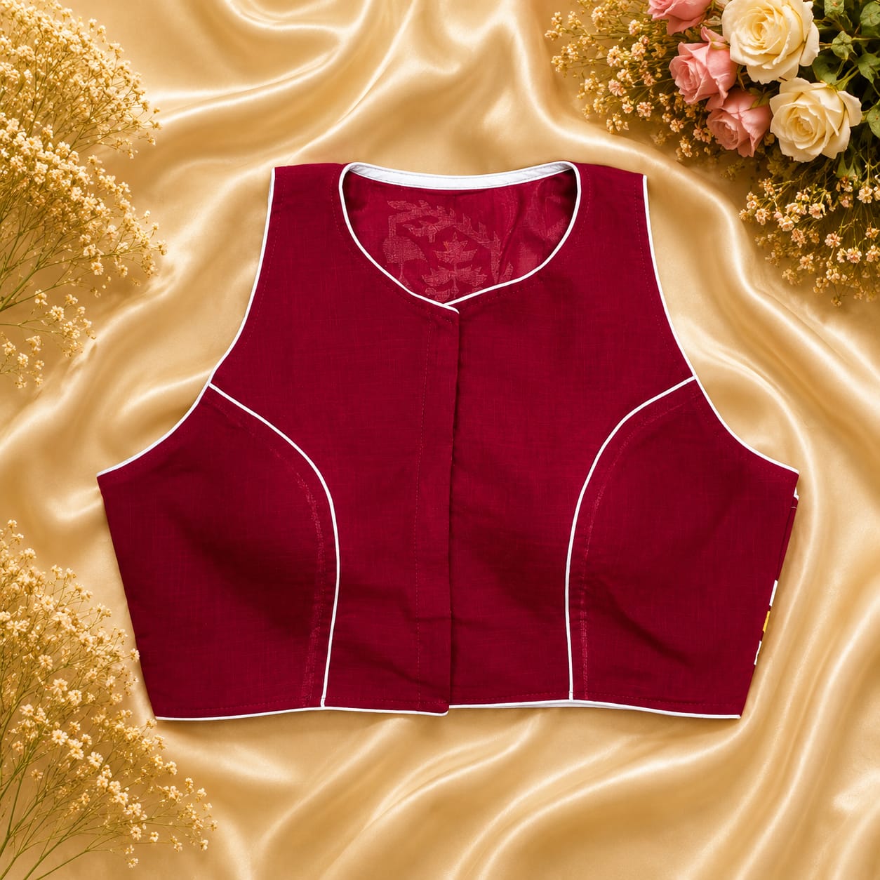 New cotton halter thread embroidery ready made blouse