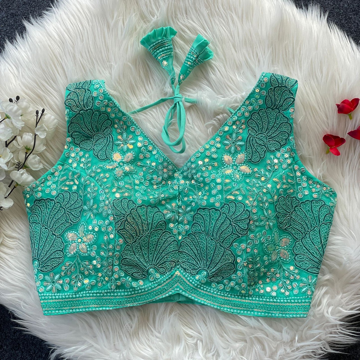 Heavy power net ready made blouse