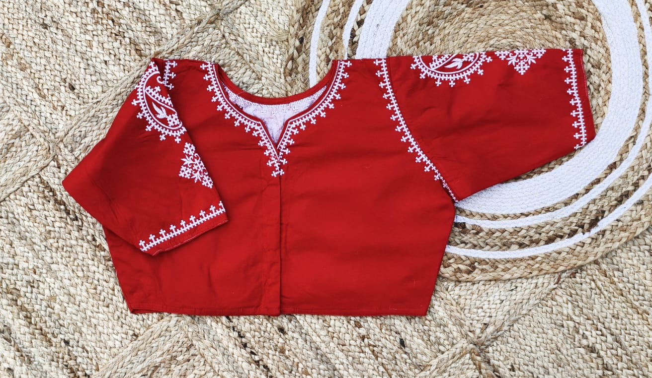 Kalka Embroidery Malai Cotton - Premium Readymade Blouse