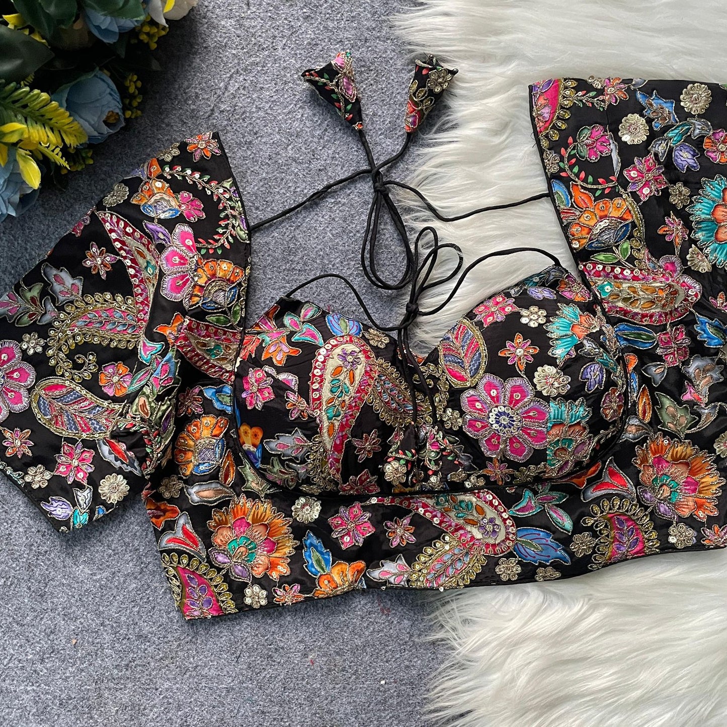 Heavy Pure Crepe ready made blouse