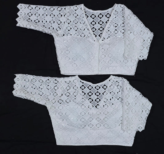 White crochet inspired ready made blouse