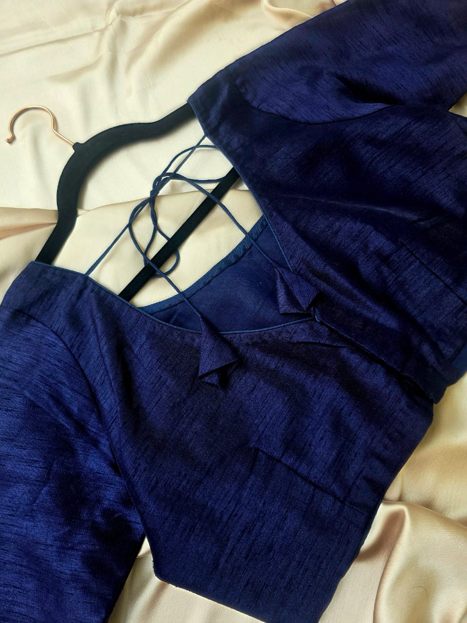 Pure dupion silk Navy blue custom made blouse