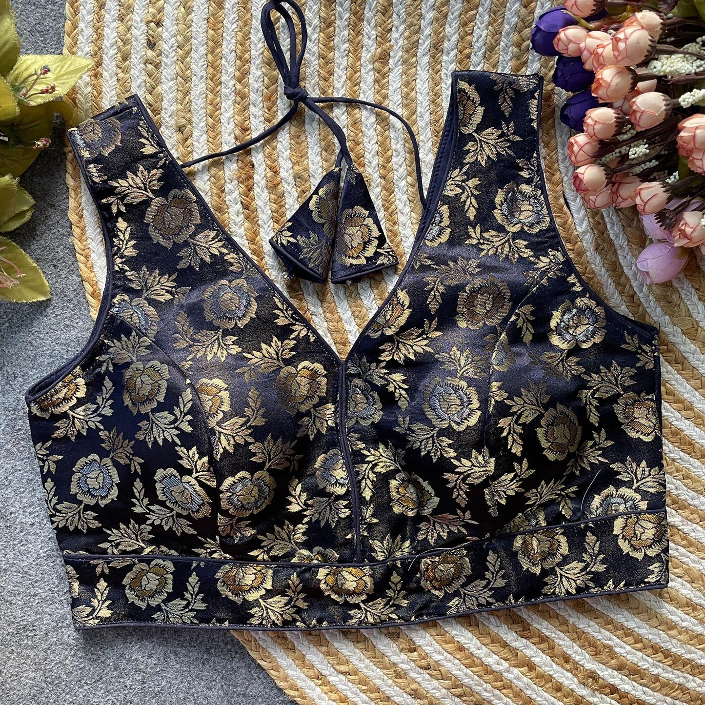 Dola silk sleeveless ready made blouse