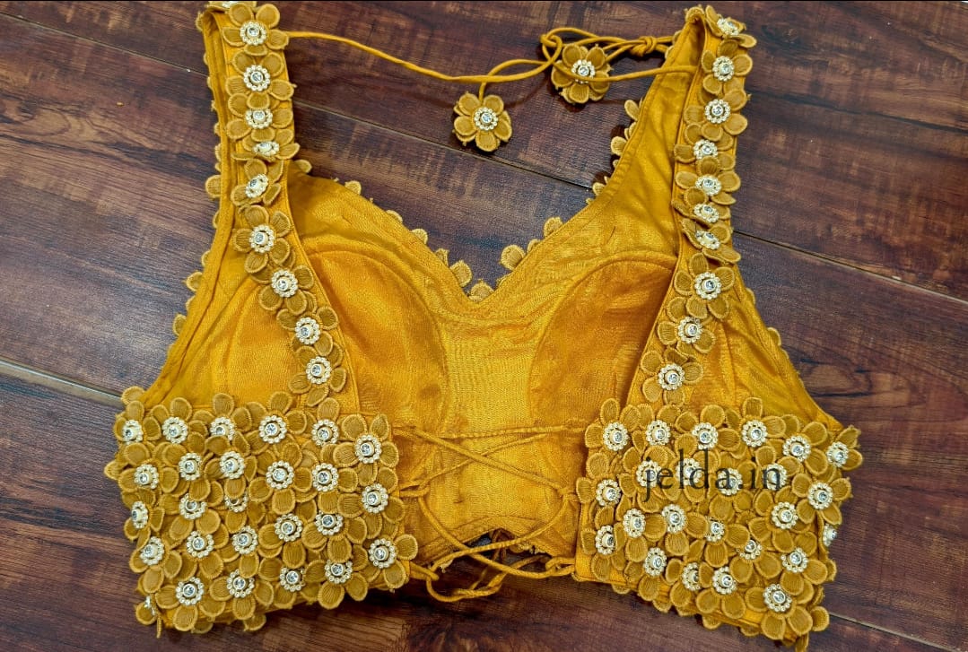 Exclusive Flower beads and lace handwork custom made blouse