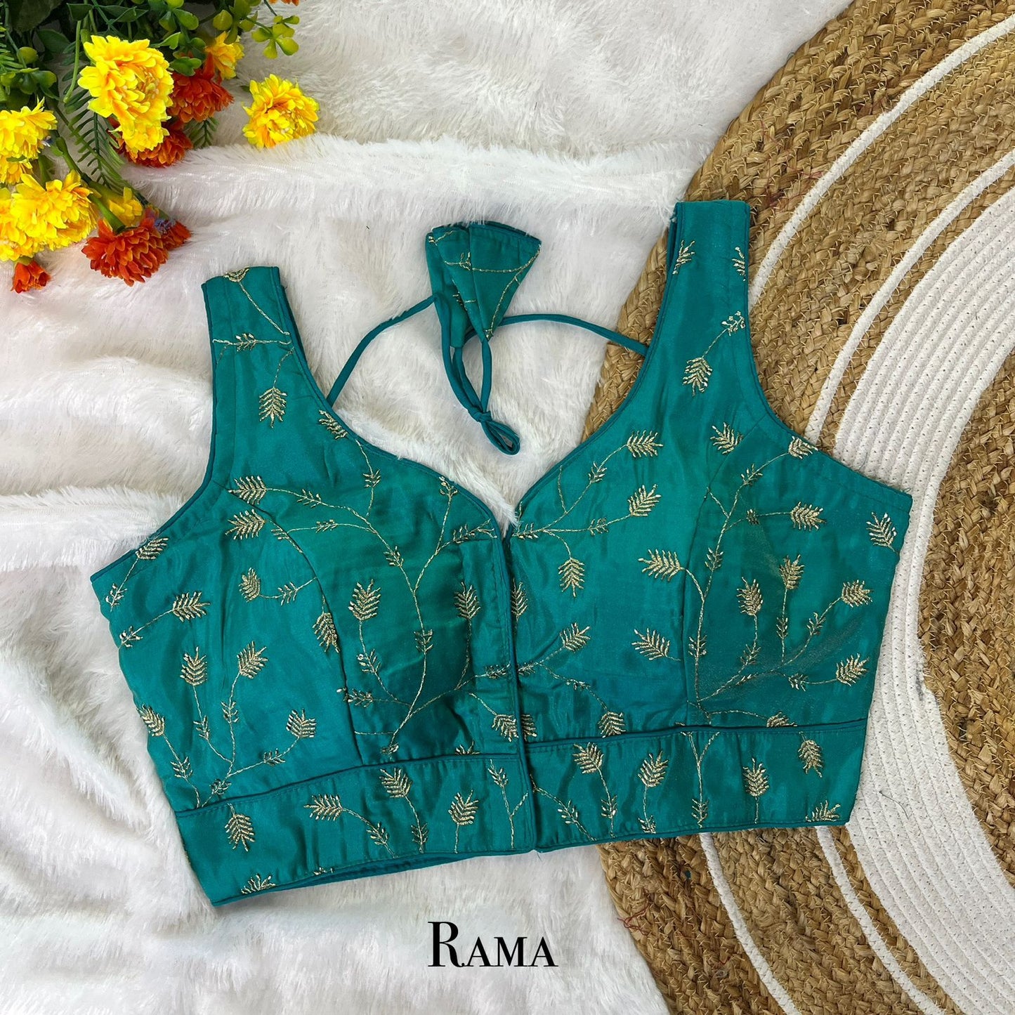 EXCLUSIVE PARTYWEAR COSMOS BITS PIPE & ZARI EMBROIDERY WORK  READY MADE BLOUSE