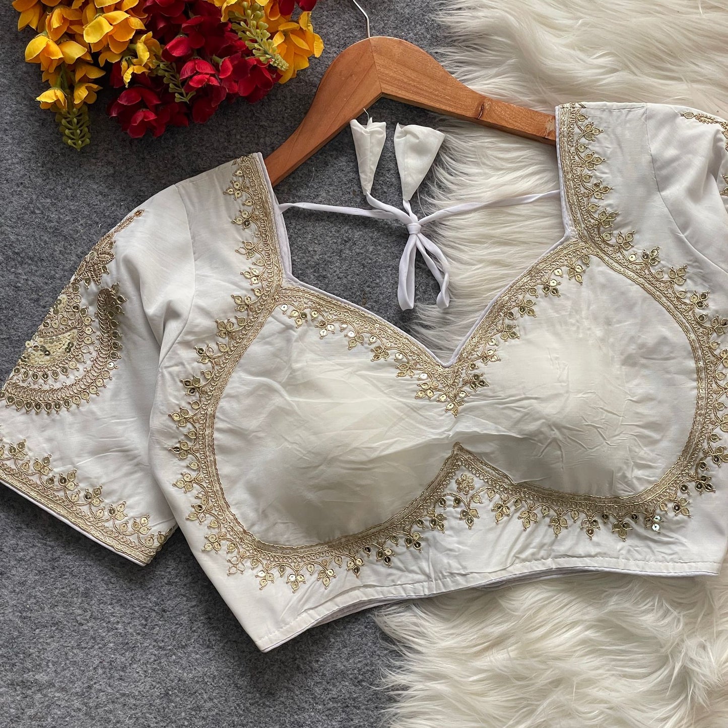 Heavy pure roman silk ready made blouse