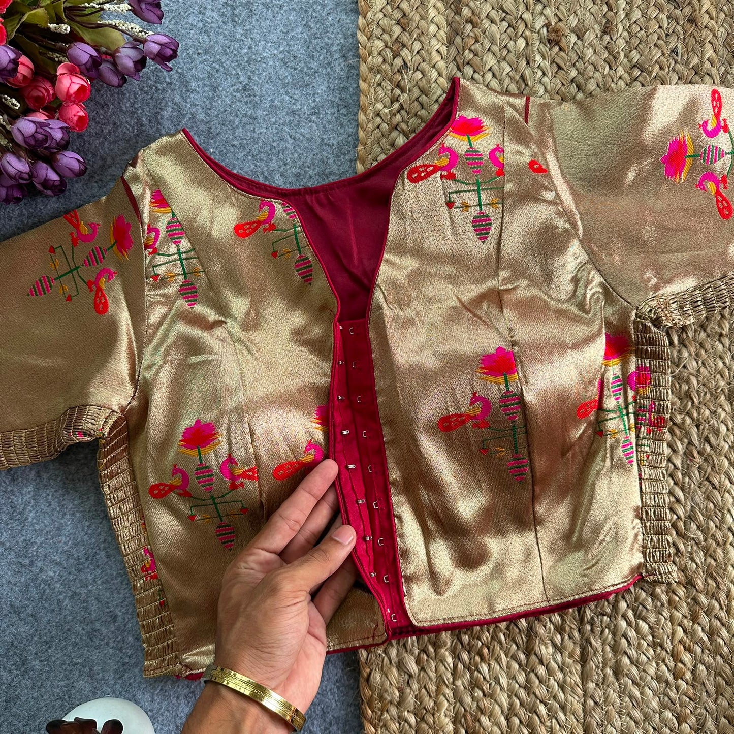 Paithani Elastic ready made blouse