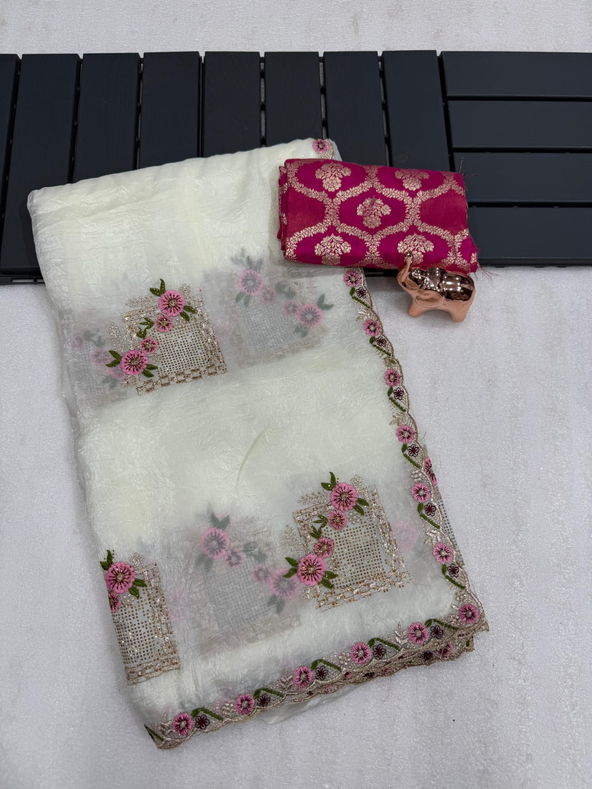 Pure paper silk crush saree