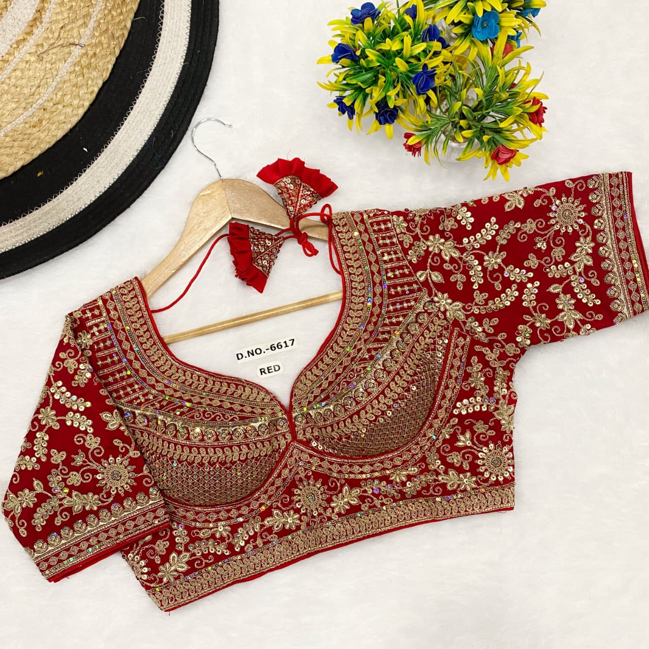 Italiyan silk embroidery ready made blouse