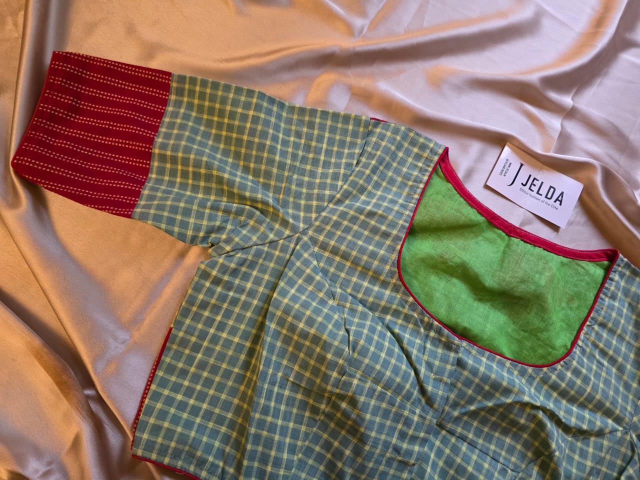 Cotton checked designer blouse