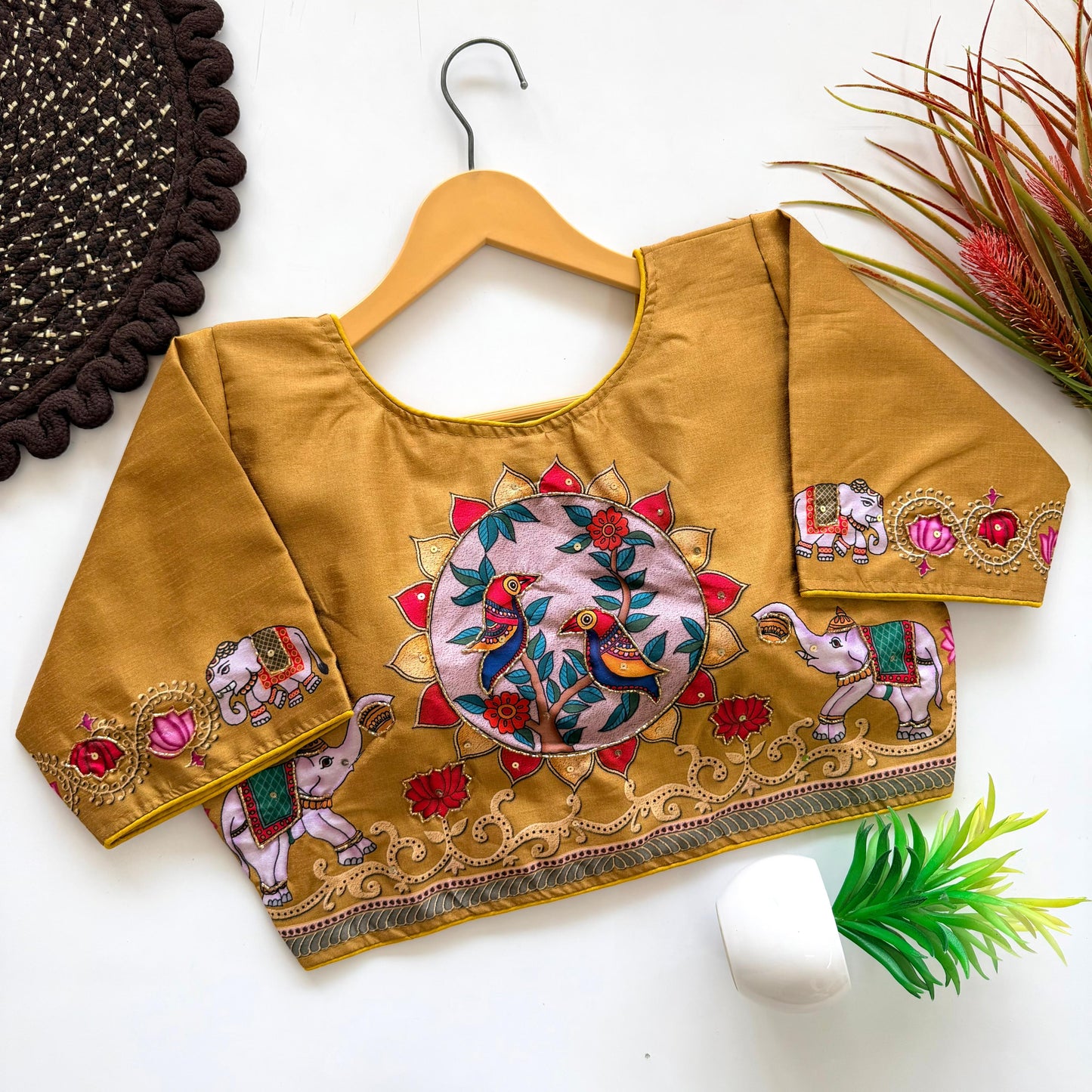 Pure silk with Decent print ready made blouse