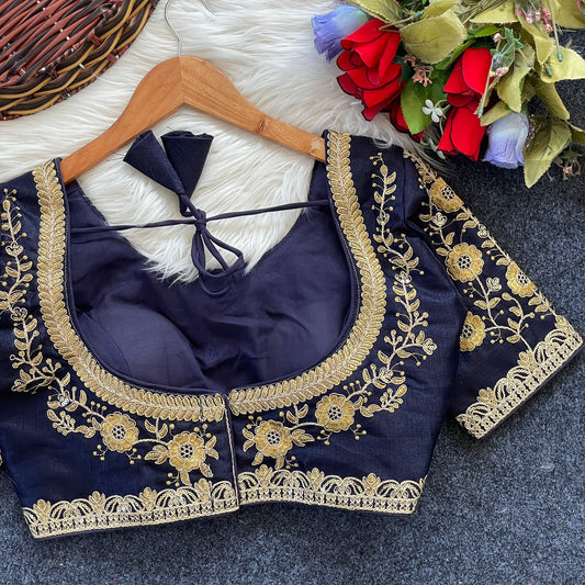 Heavy Milan Silk Embroidery With Beautiful Works Ready Made Blouse