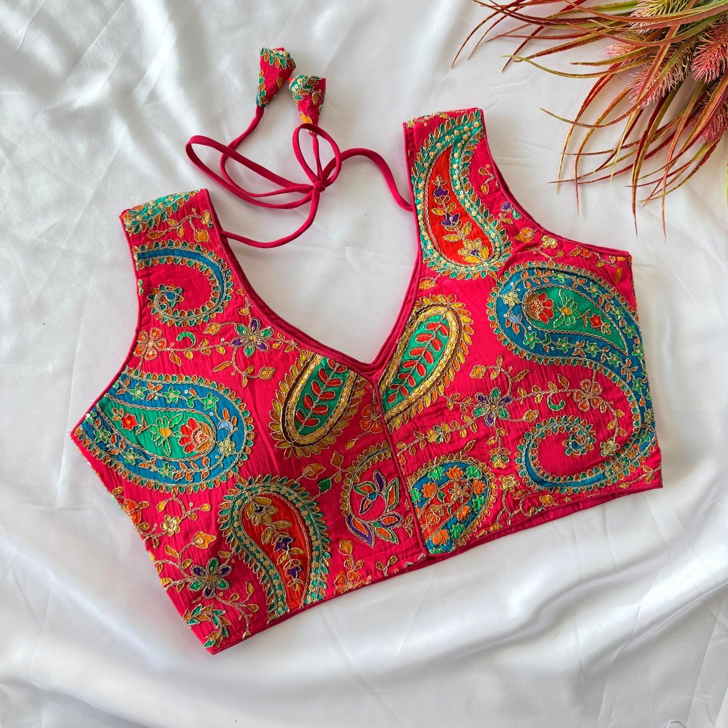 Beautiful flower print all over ready made blouse