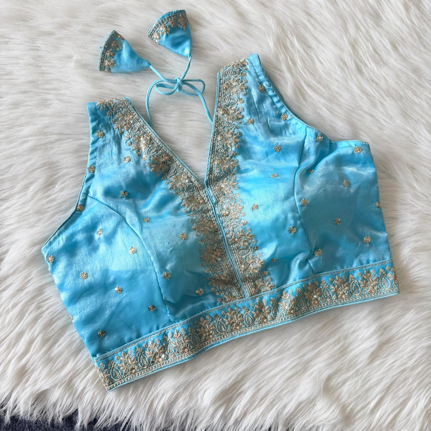 A beautiful work with sequins all over ready made blouse