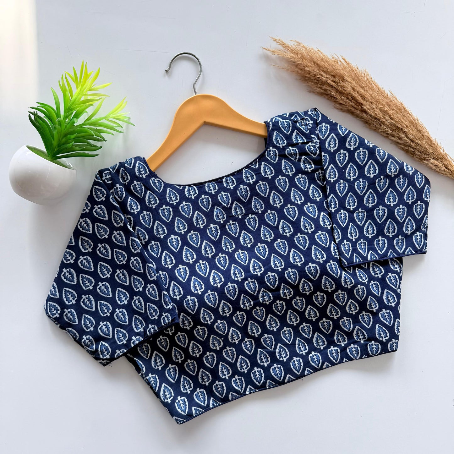 Plain cotton with hand paint all over ready made blouse