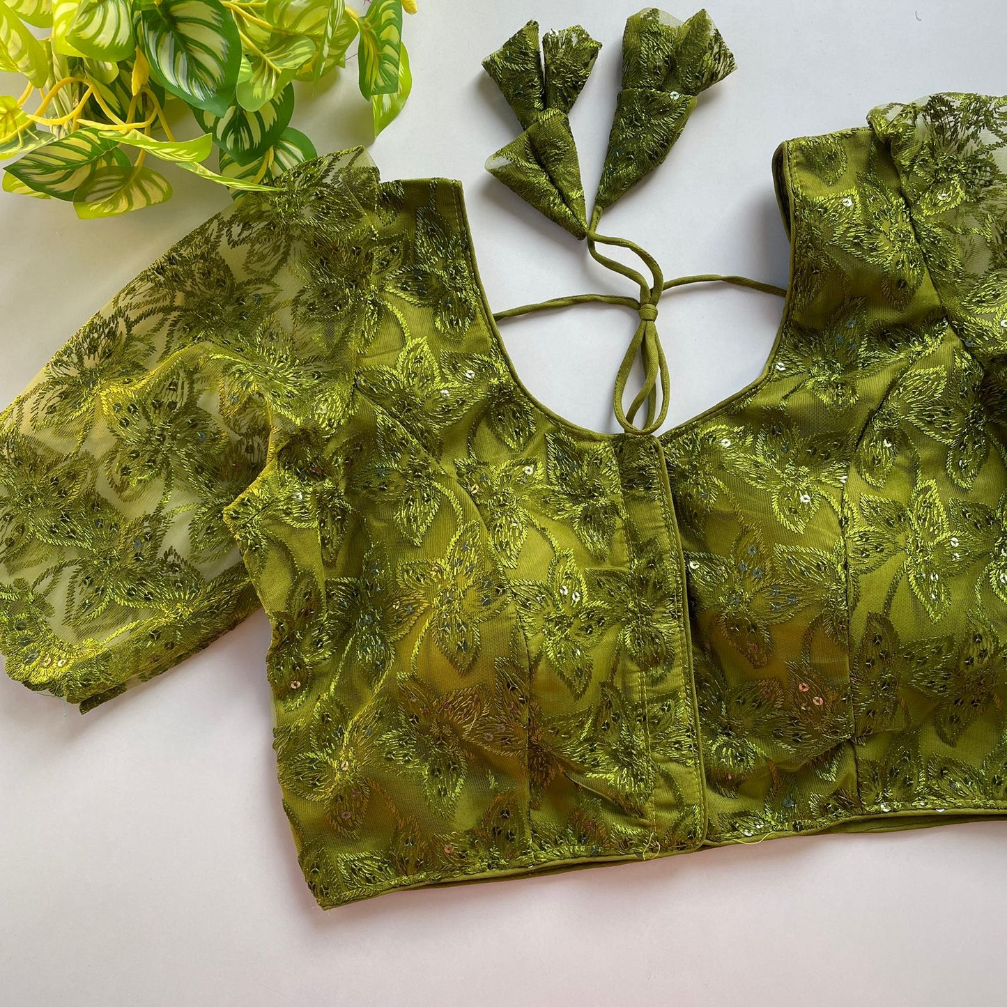 Heavy embroidery with beautiful handwork ready made blouse