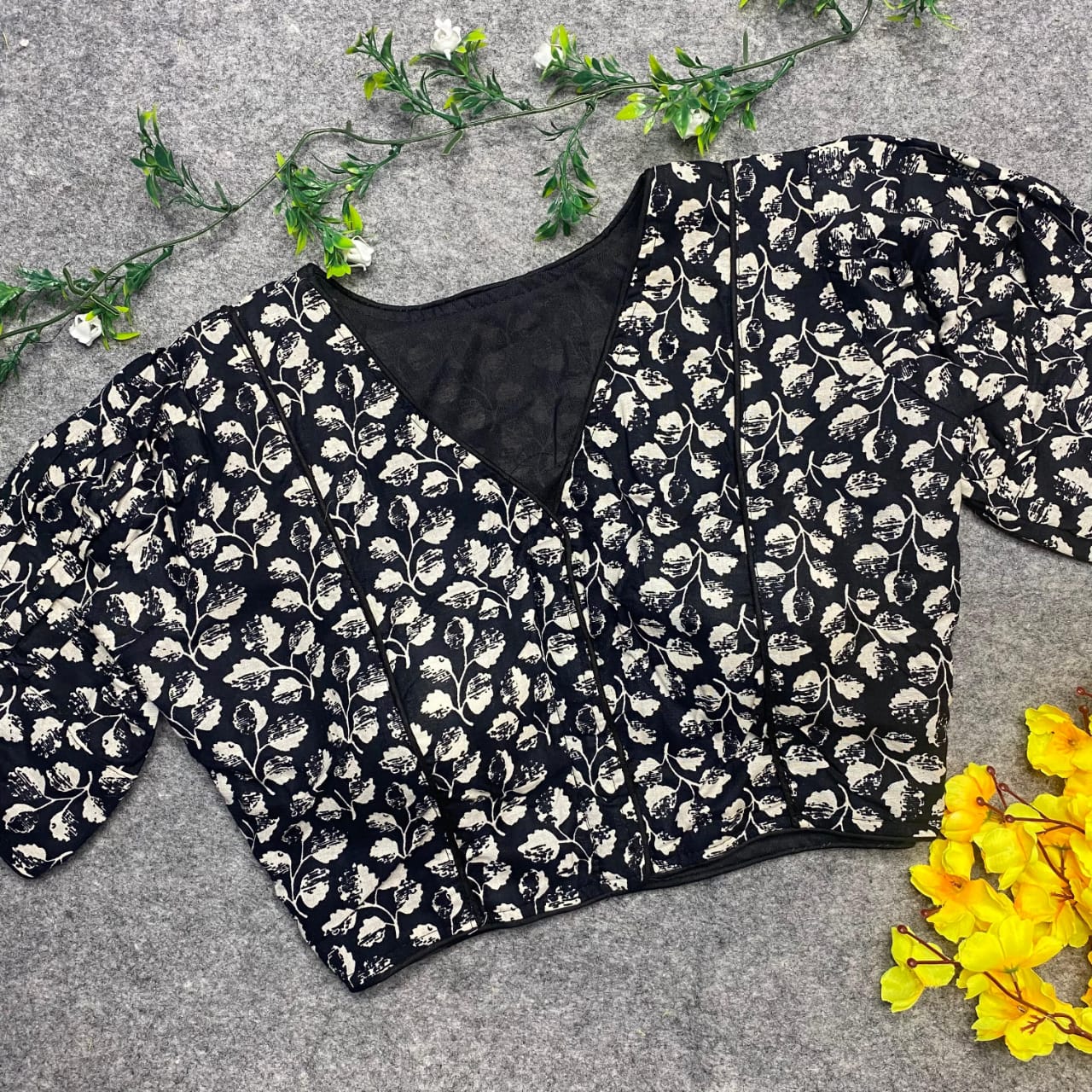 Pure ajrakh cotton boat neck ready made blouses