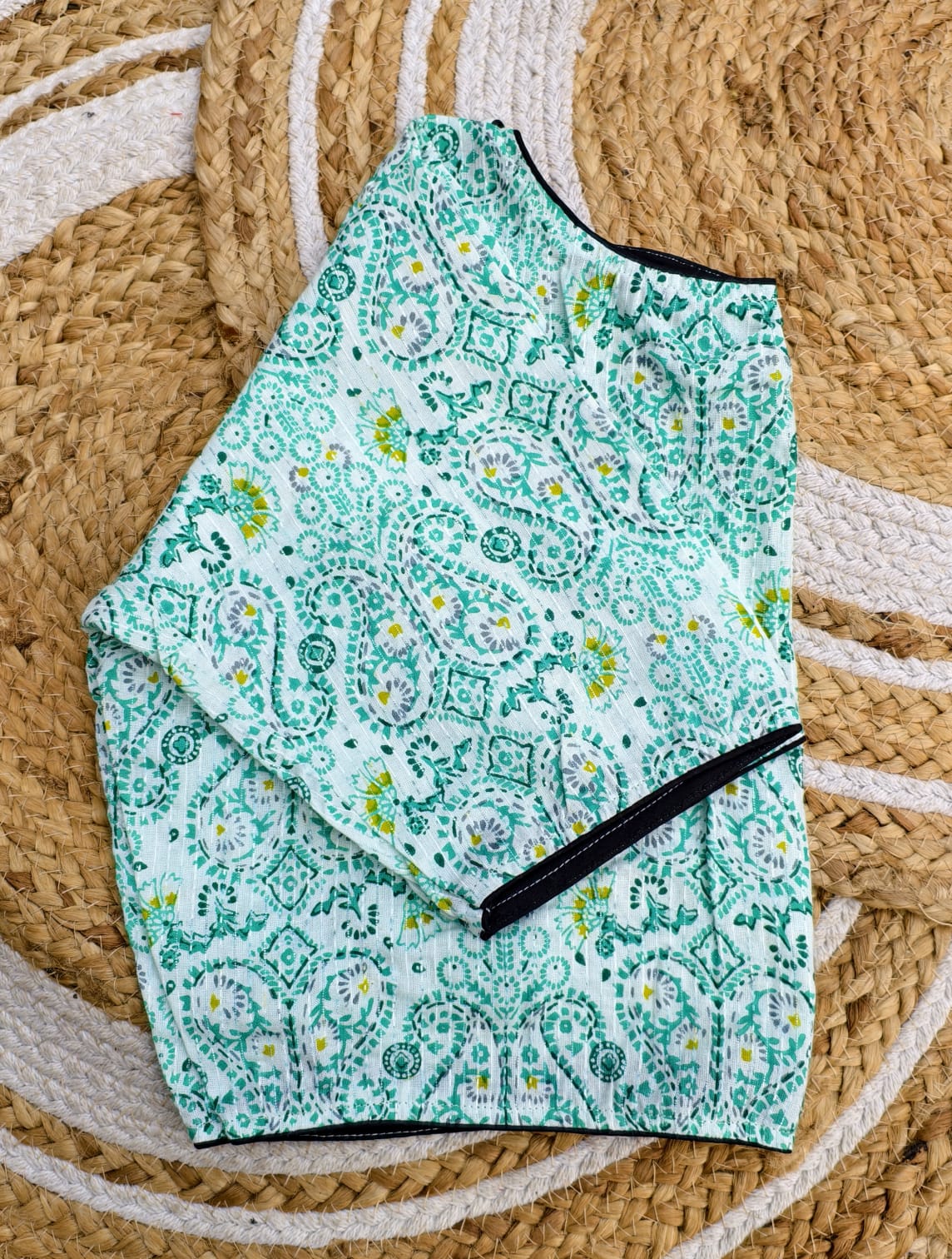 Ajrakh cotton Boatneck ready made blouse