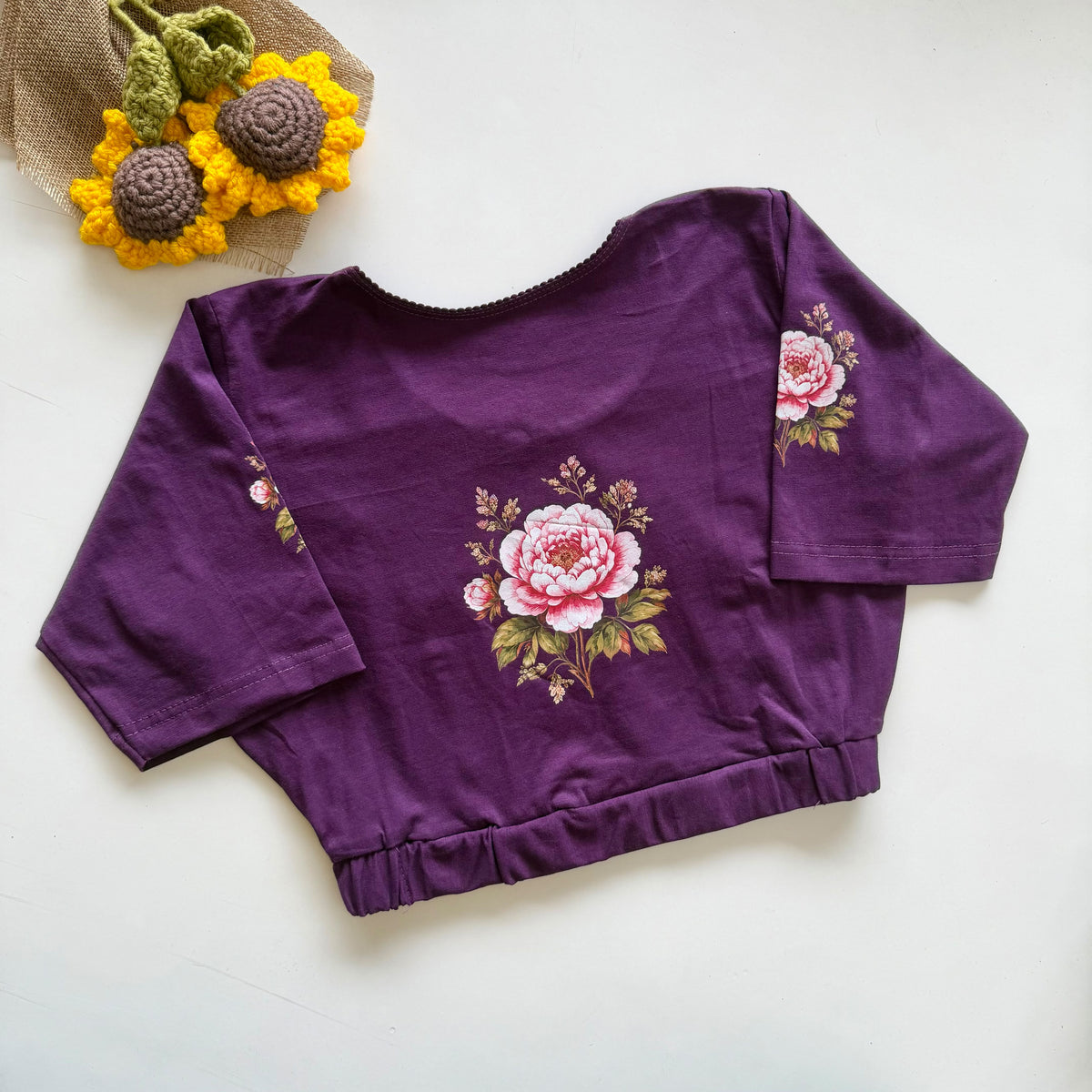 Beautiful block print with elastic ready made blouse
