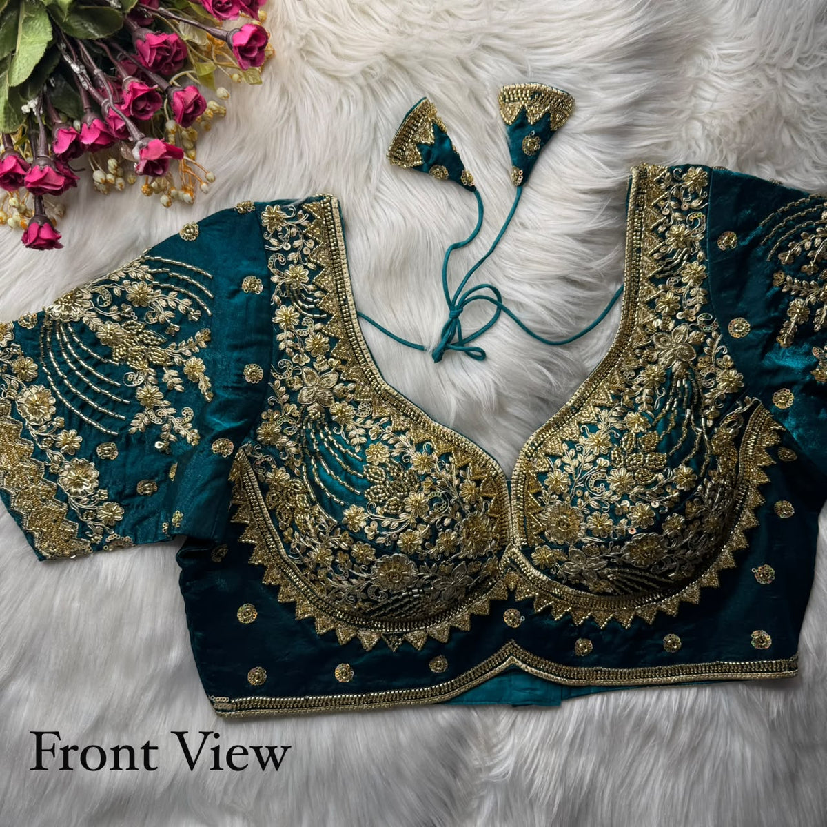 Heavy Beads + Sequins & Codding Work ready made blouse