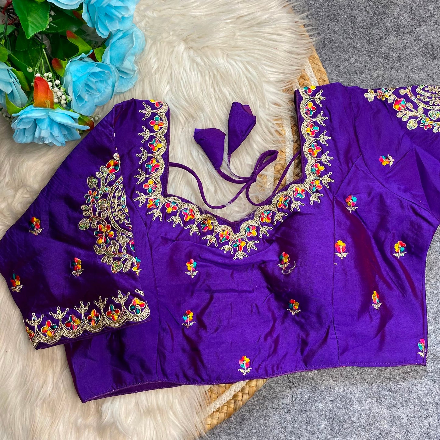 Heavy Embroidery Work ready made blouse