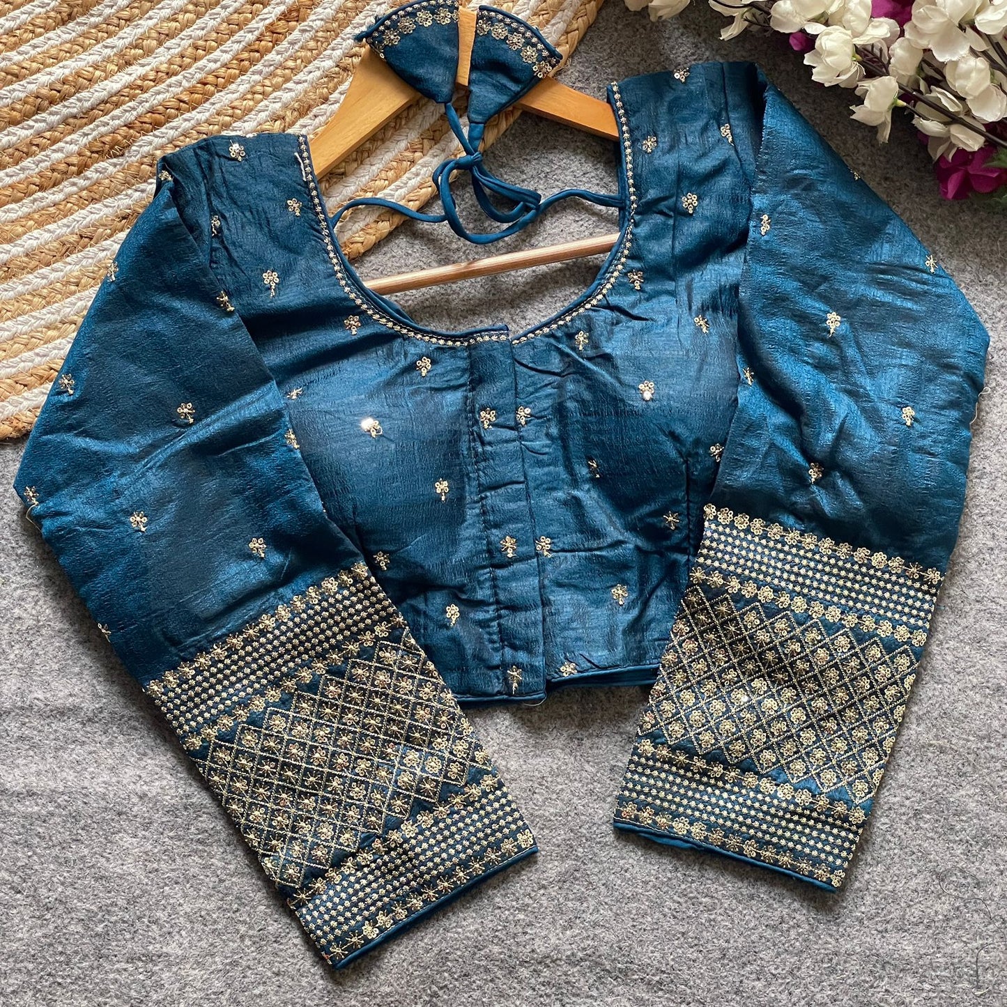 Vichitra Silk 3/4 sleeve ready made blouse