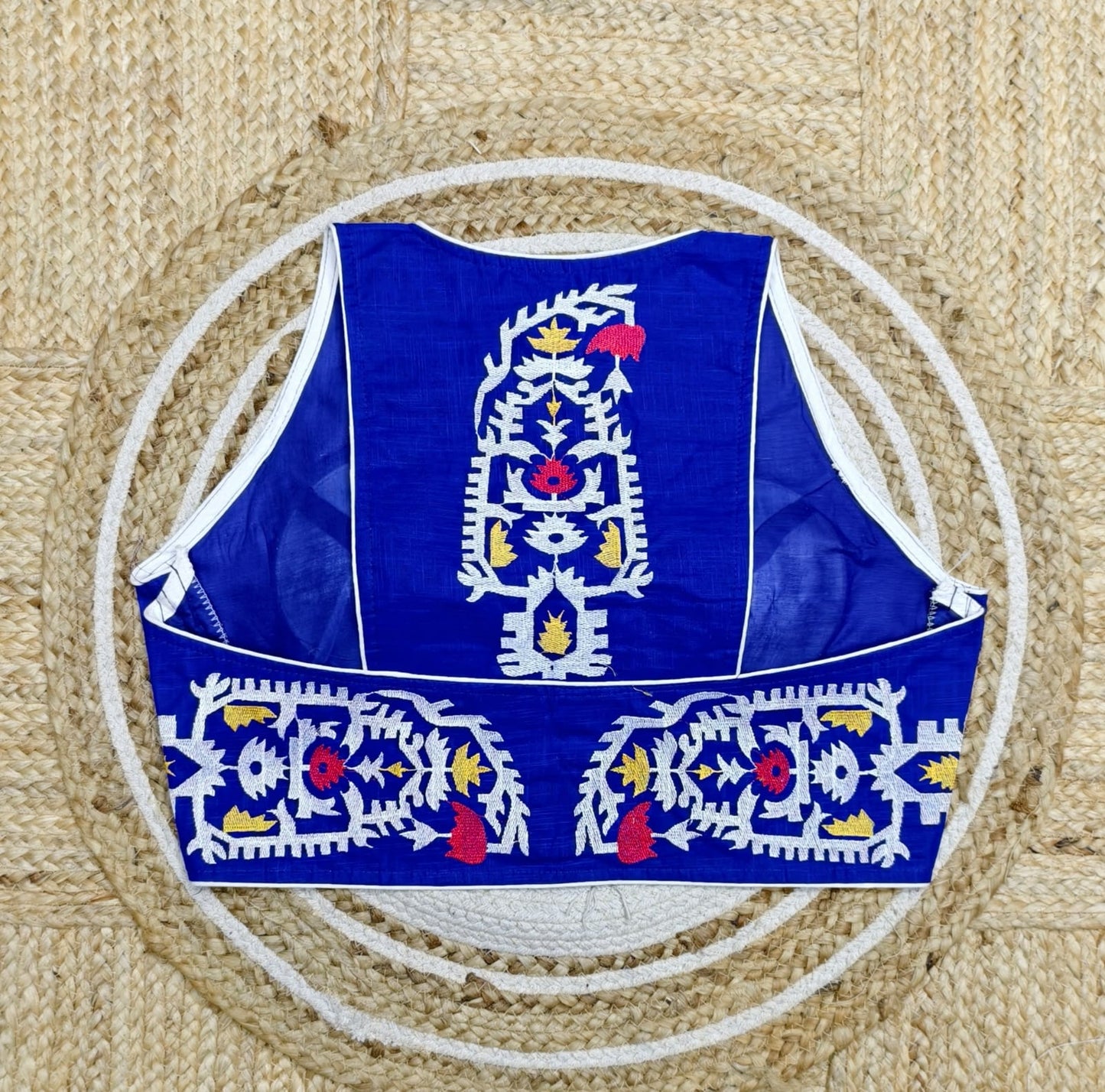 New cotton halter thread embroidery ready made blouse