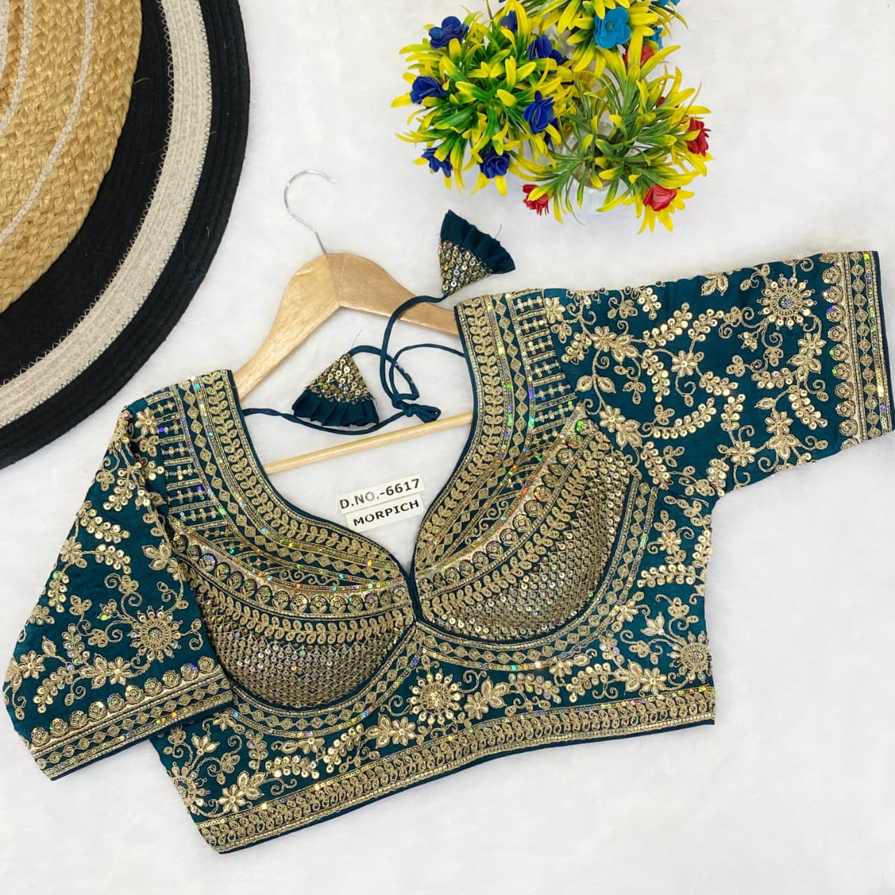 Italiyan silk embroidery ready made blouse