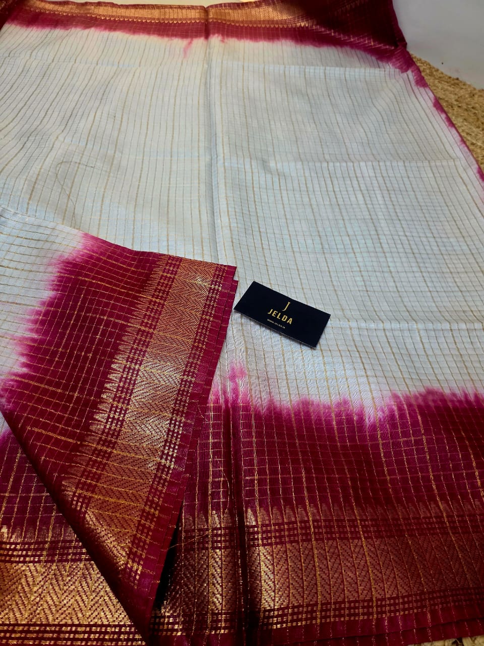 Kota soft golden border saree With contrast running blouse