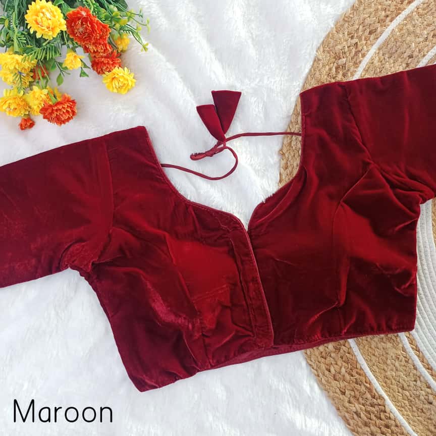 EXCLUSIVE ORIGINAL 9000 VELVET PARTYWEAR PAN NECK FANCY READY MADE BLOUSE