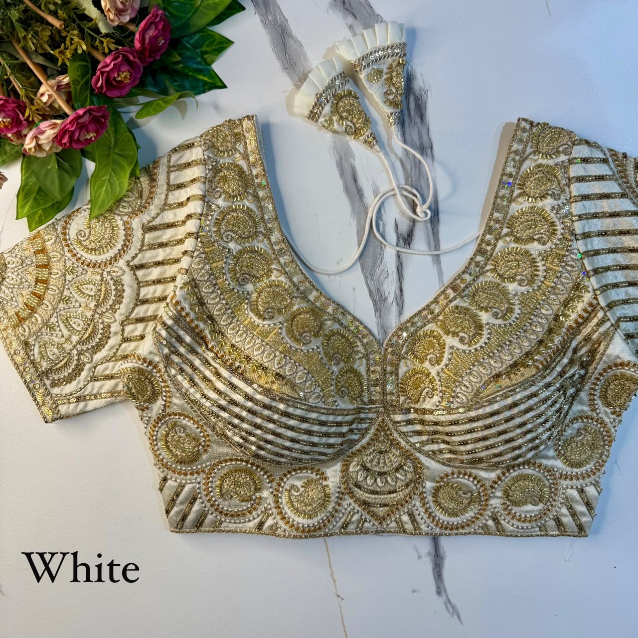 Heavy Zari + Sequins & Beads Work ready made blouse
