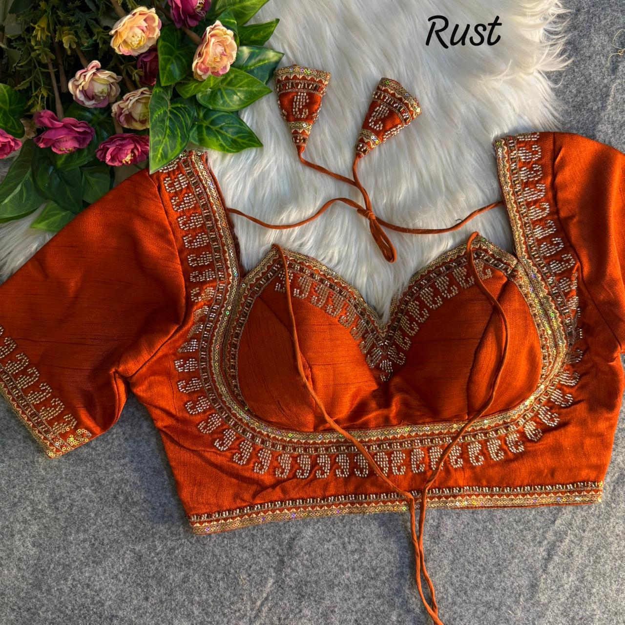 Heavy zari sequins & beads + thread work ready made blouse