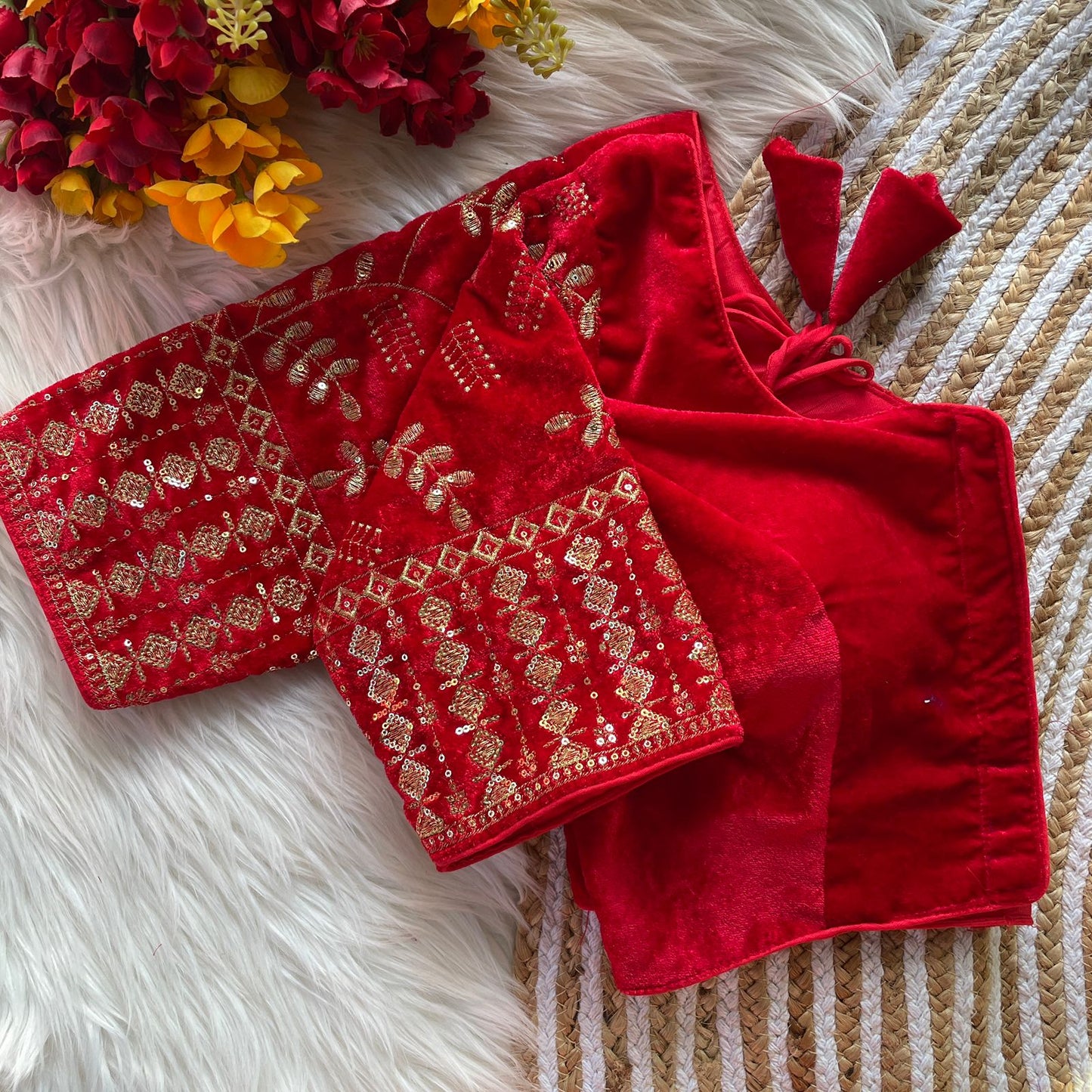 Bridal 9000 velvet embroidery work ready made blouse