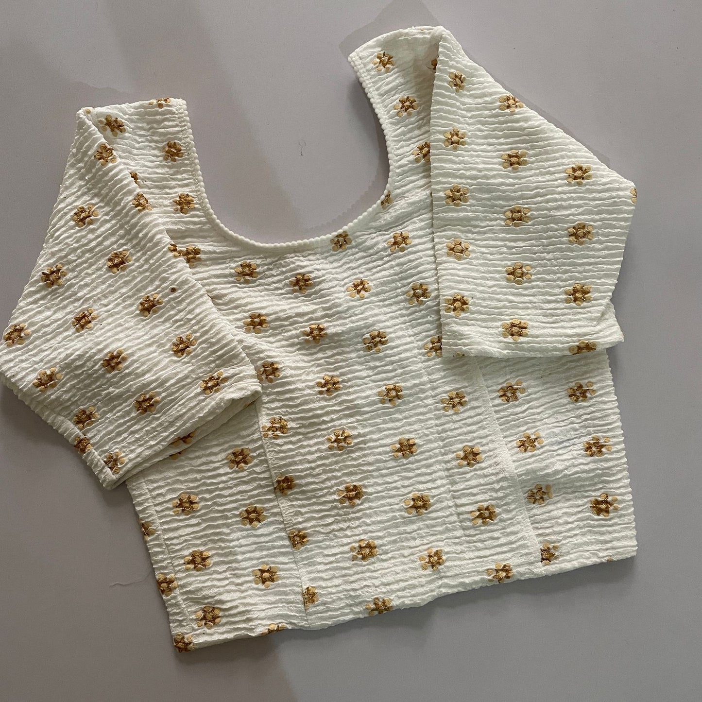 STRETCHABLE CRUSH WITH FOIL WORK - PREMIUM READY MADE BLOUSE
