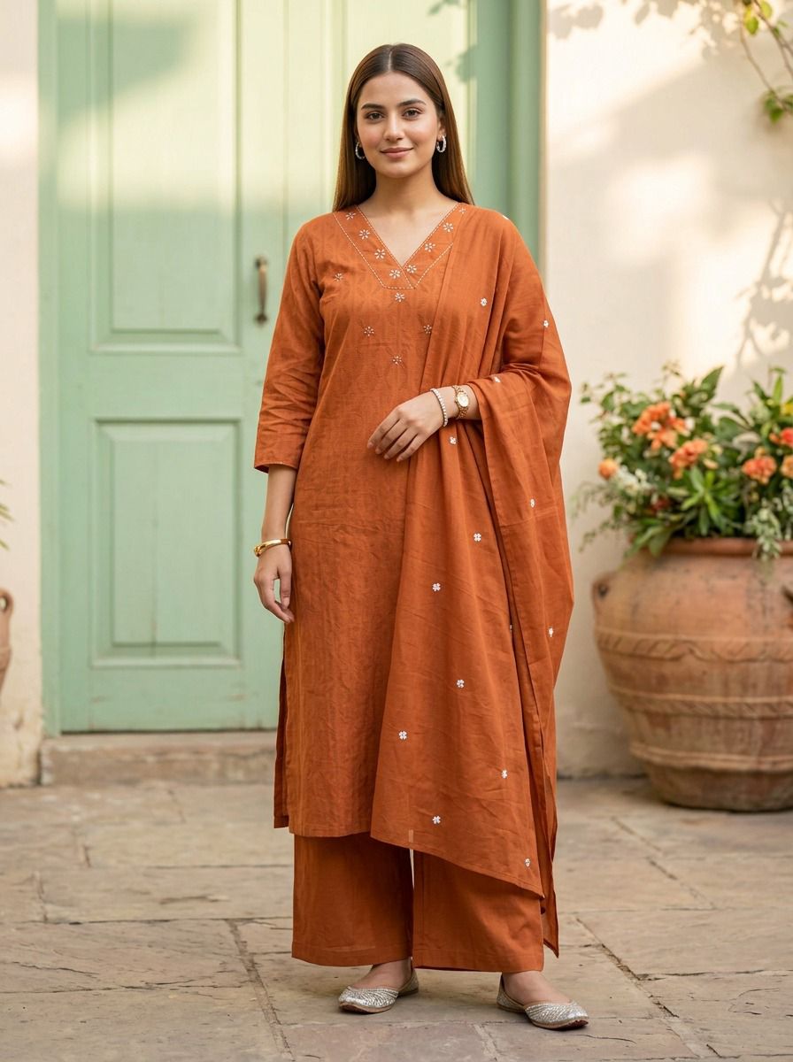 Cotton printed work salwar suit