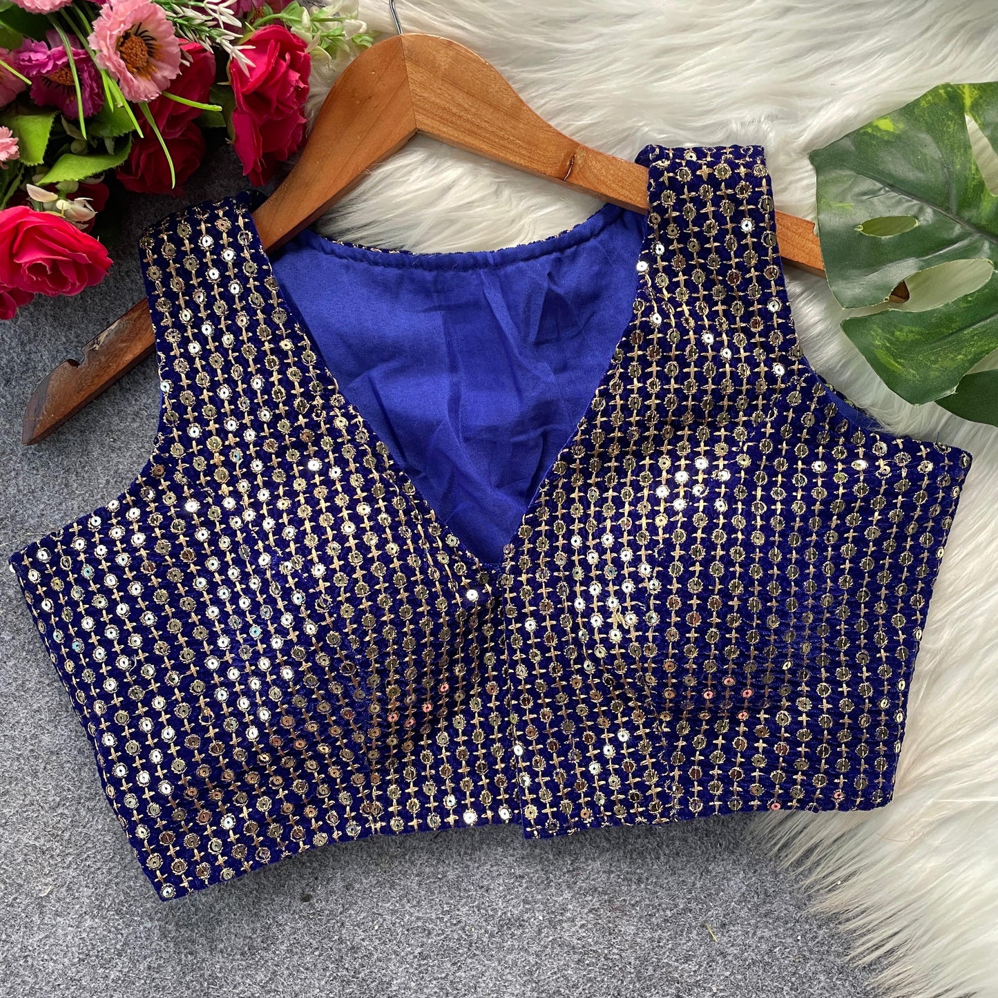 9000 velvet with sequins work ready made blouse