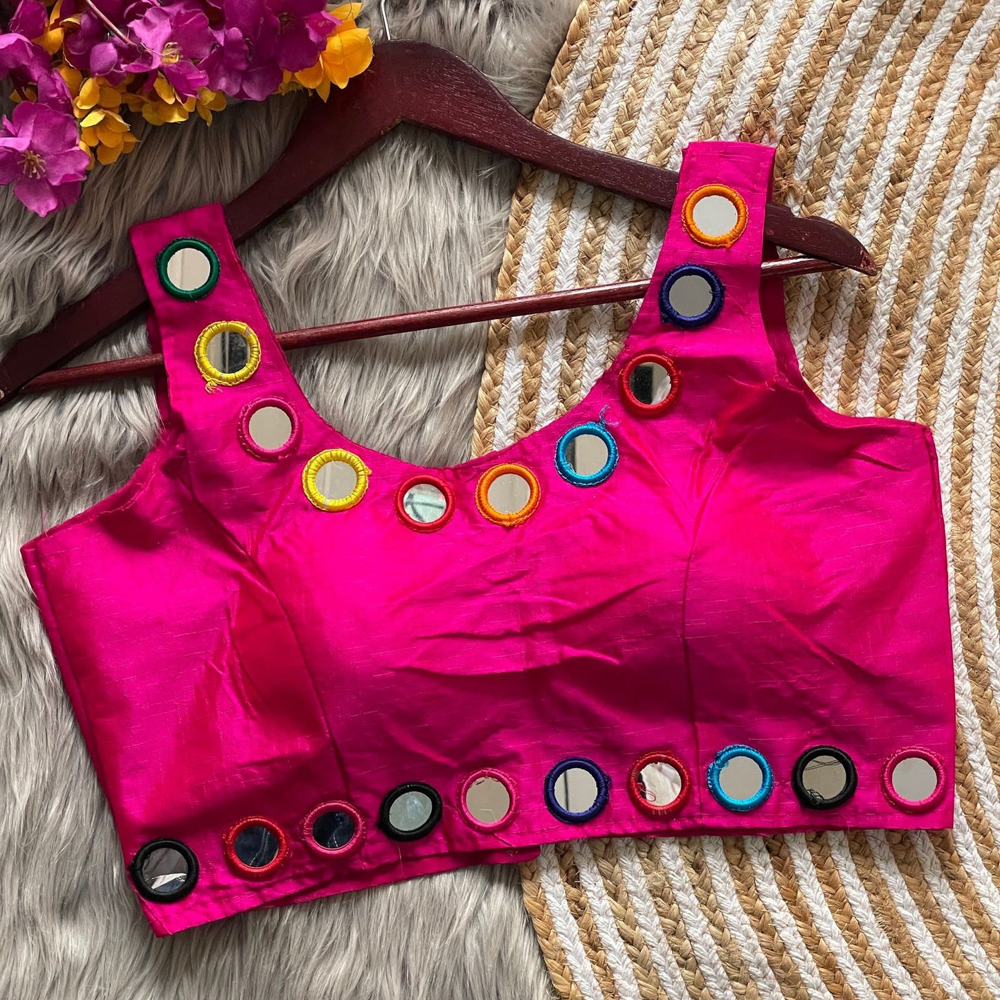 Heavy Real Mirror Work ready made blouse
