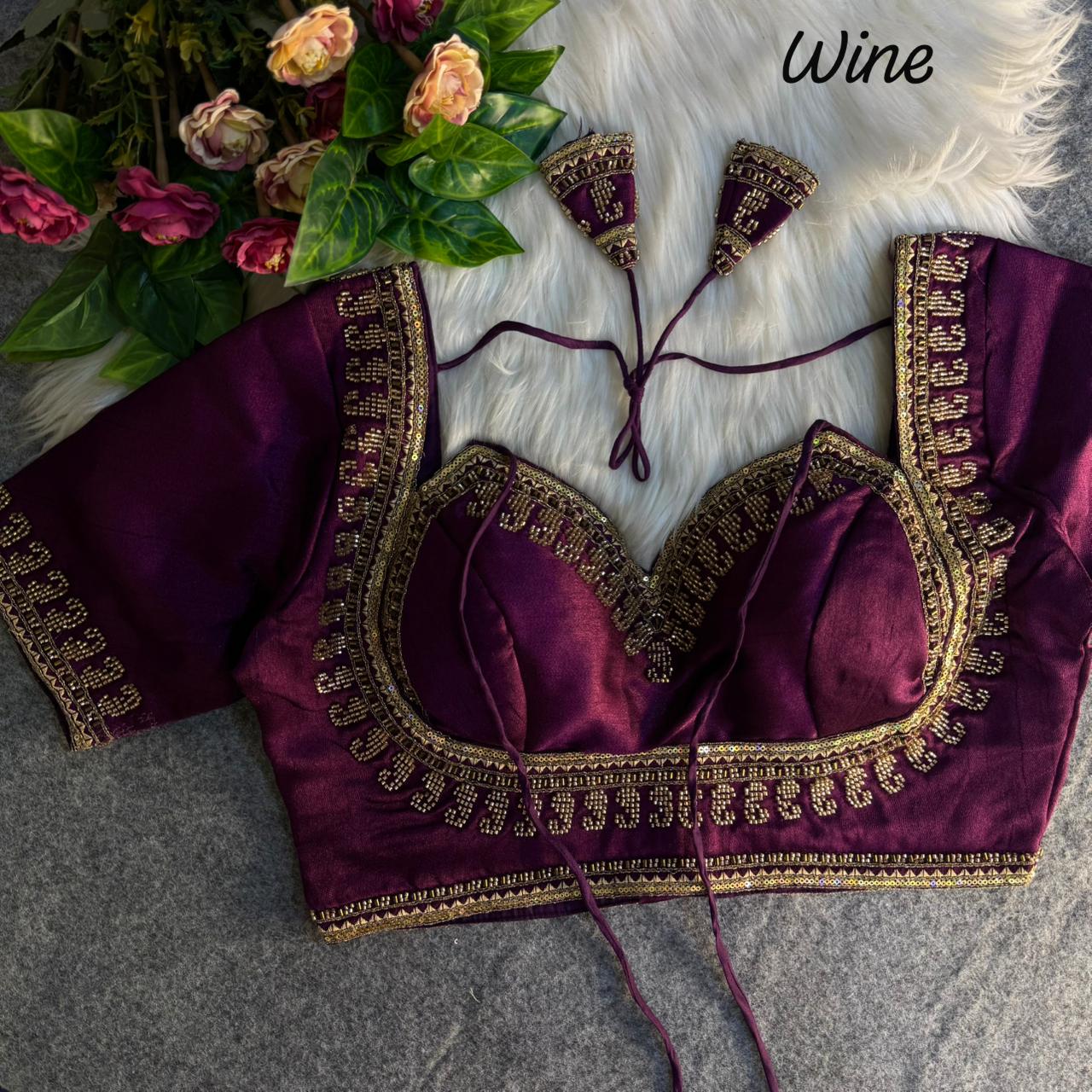 Heavy zari sequins & beads + thread work ready made blouse