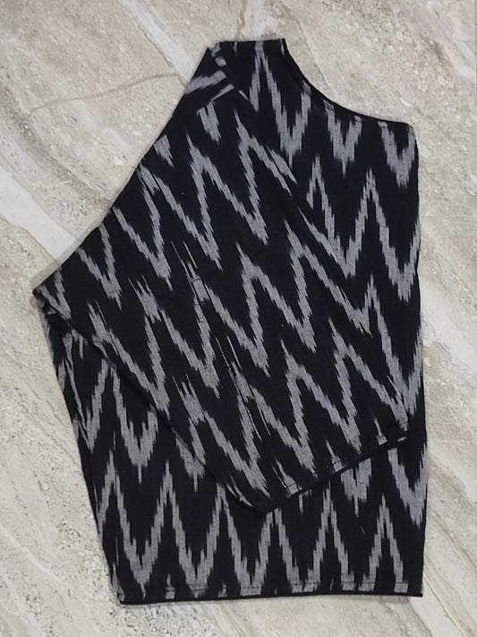 Ikkat Cotton Boatneck - Premium Readymade Blouse