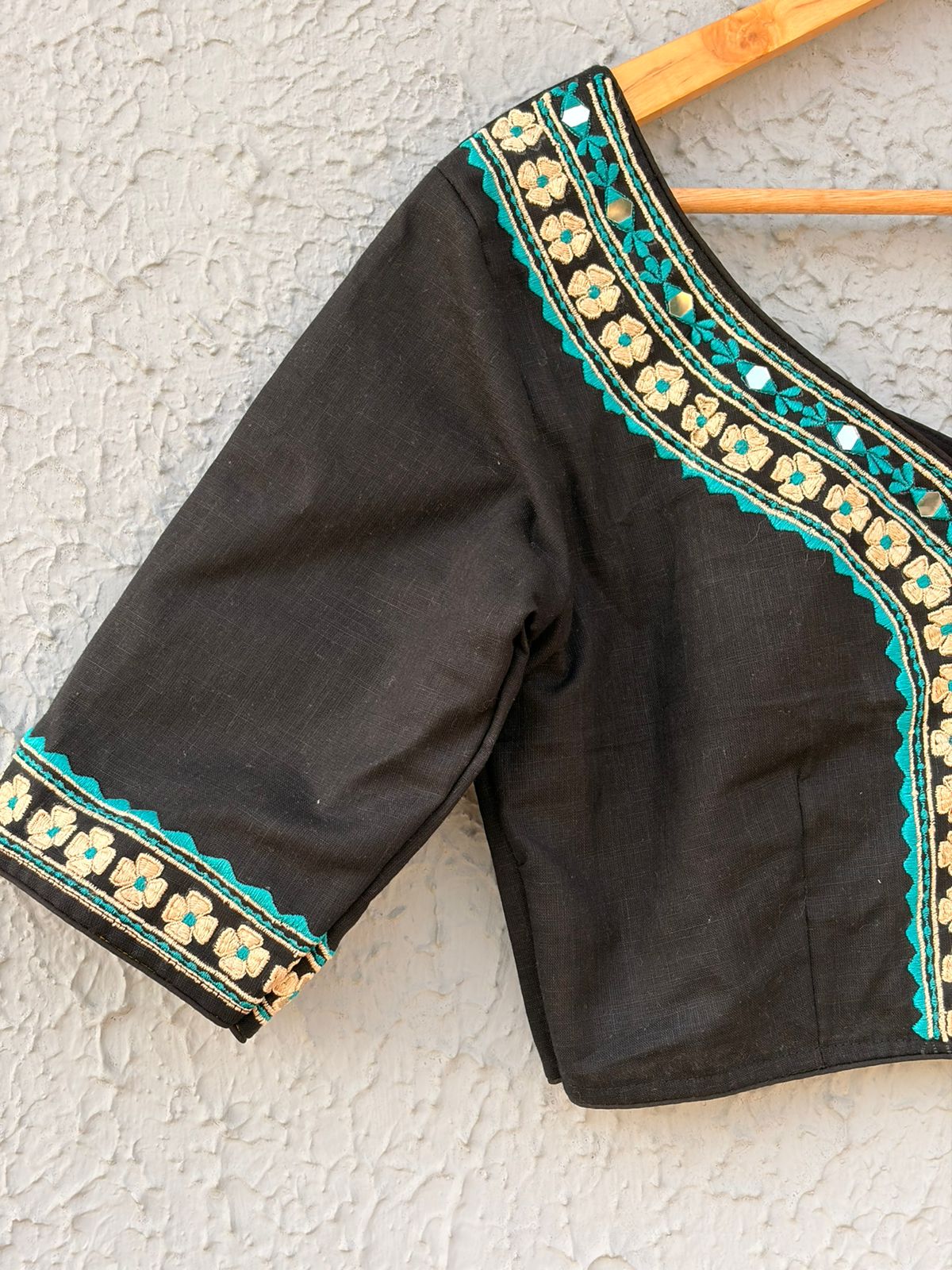Cotton mirror embroidered designer blouse