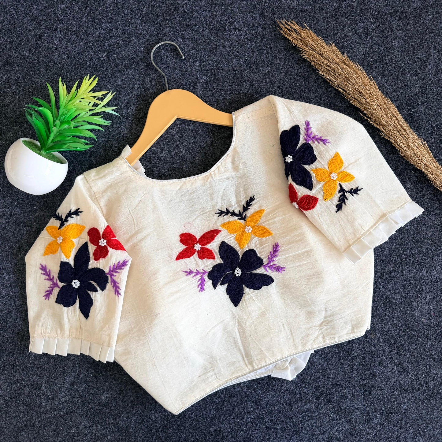 A beauty of handwork all over ready made blouse