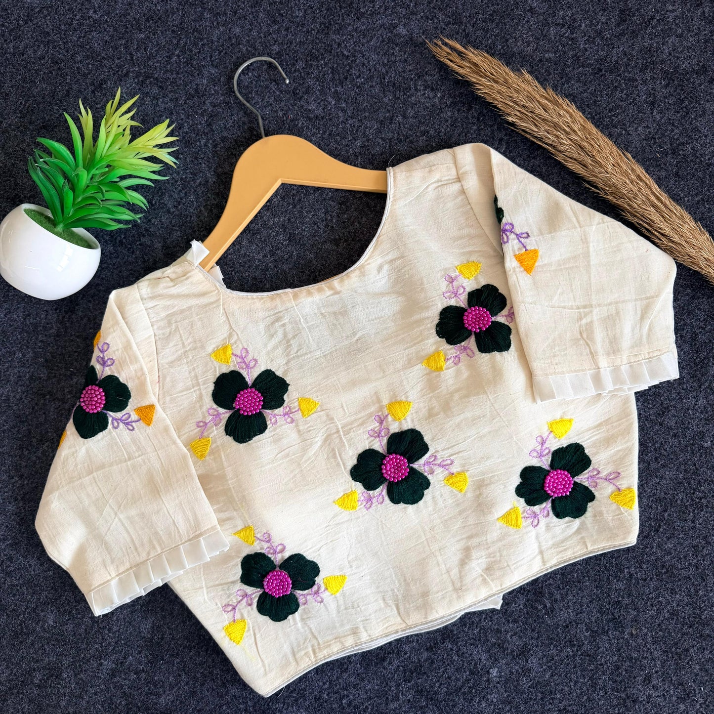 A beauty of handwork all over ready made blouse