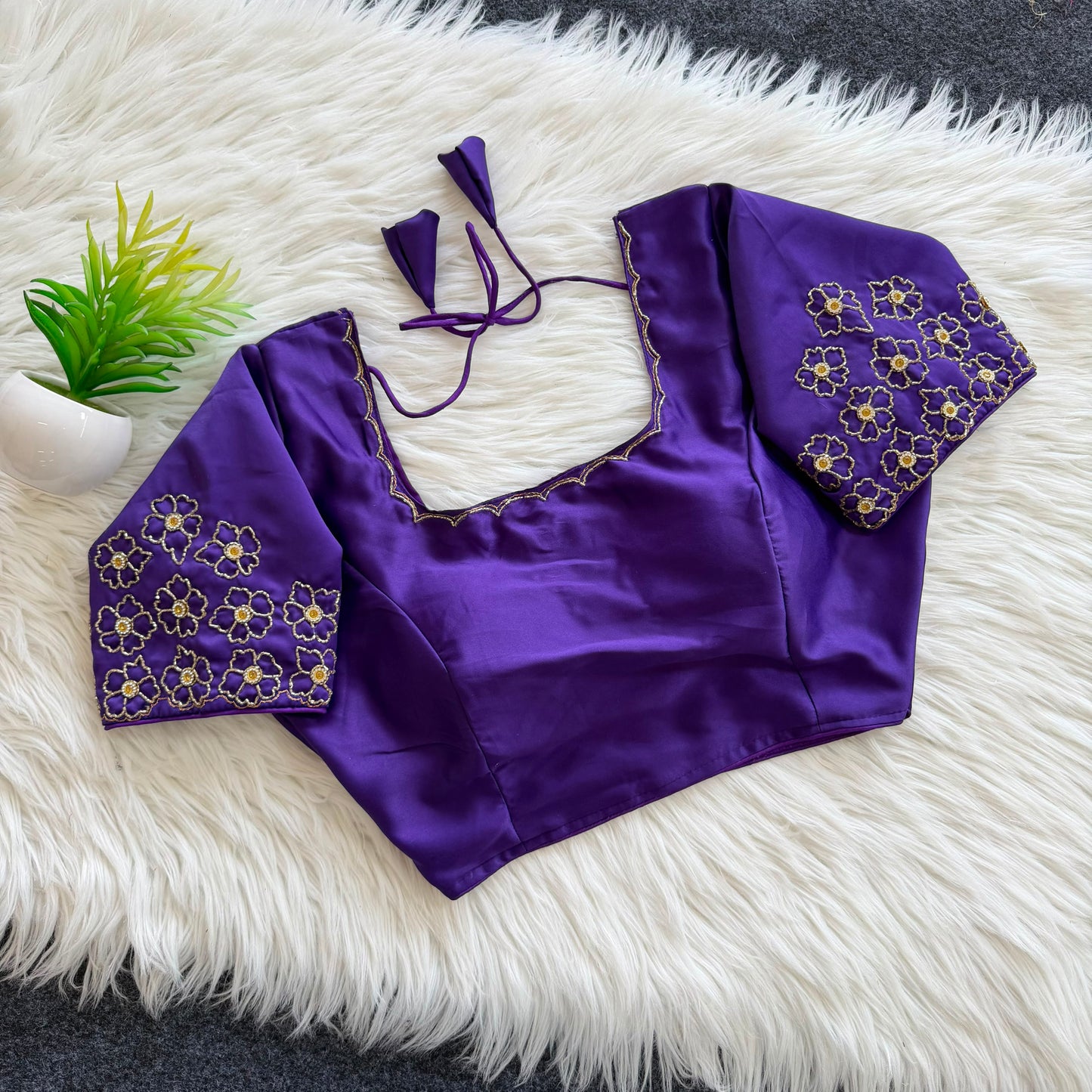 Beautiful handcrafted work all over ready made blouse