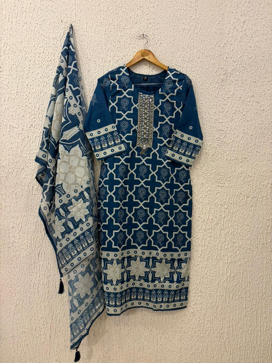 Cotton printed work salwar suit