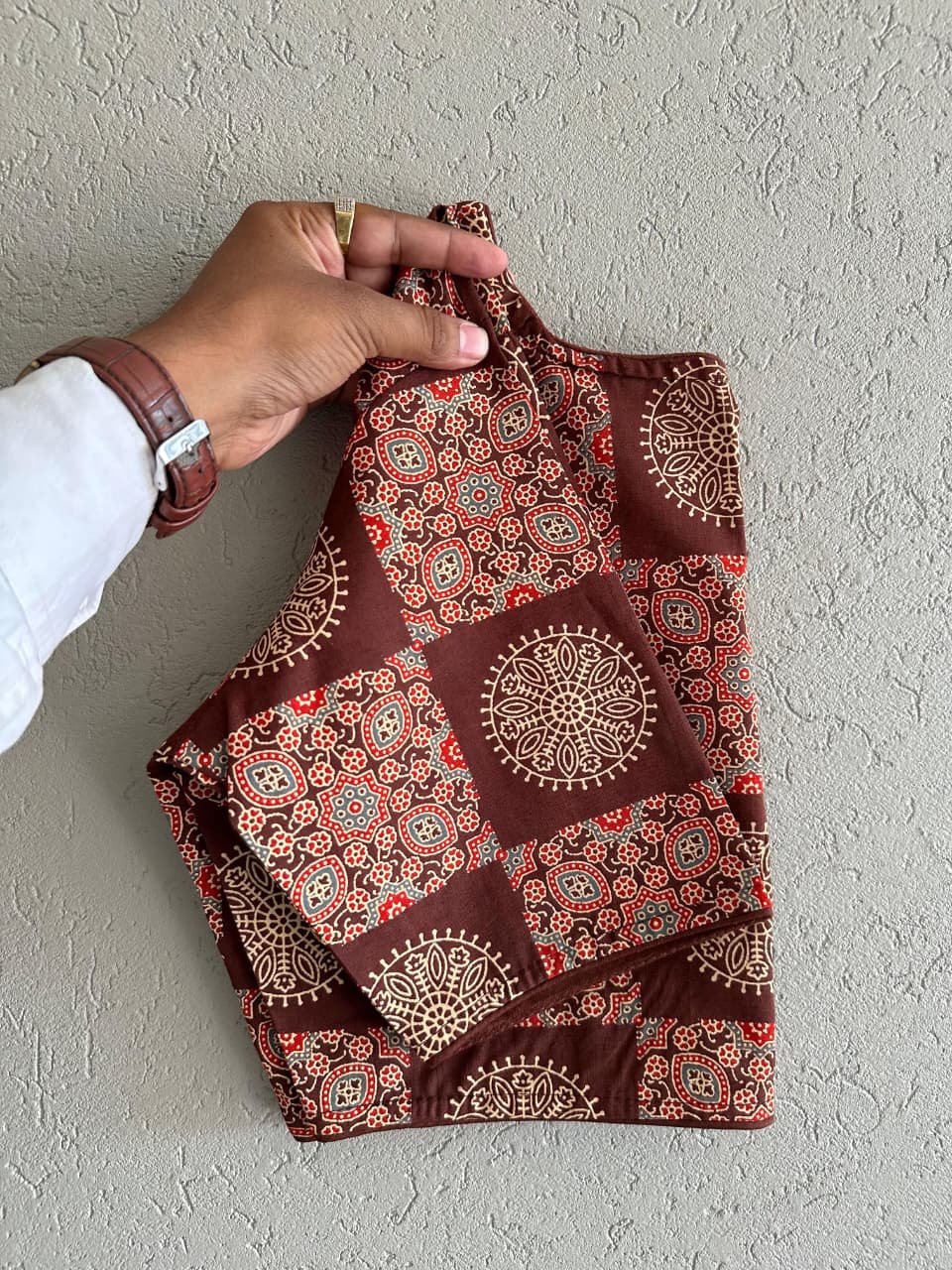 Pure Ajrakh Cotton ready made blouse