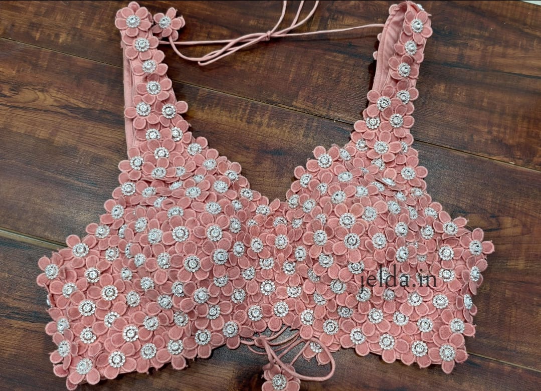 Exclusive Flower beads and lace handwork custom made blouse